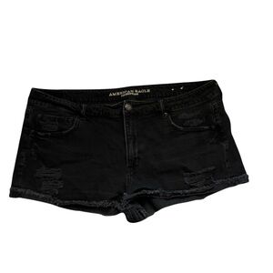 American Eagle Tomgirl Shorts Women’s 18 Black Distressed Denim Low Rise